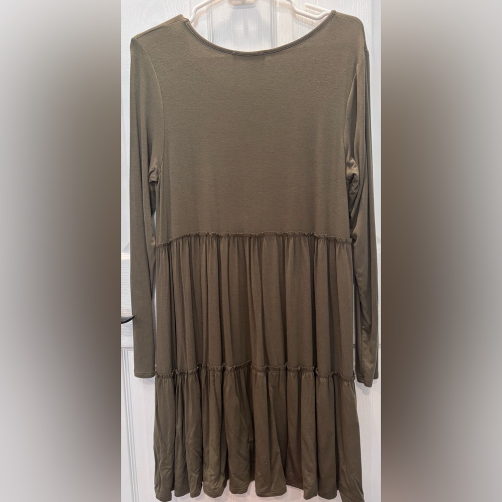 Jolie Olive Green Long Sleeve Dress